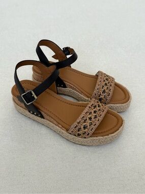Black Tan Espadrille Platform Wedge Sandals Women’s Size 9M NWT